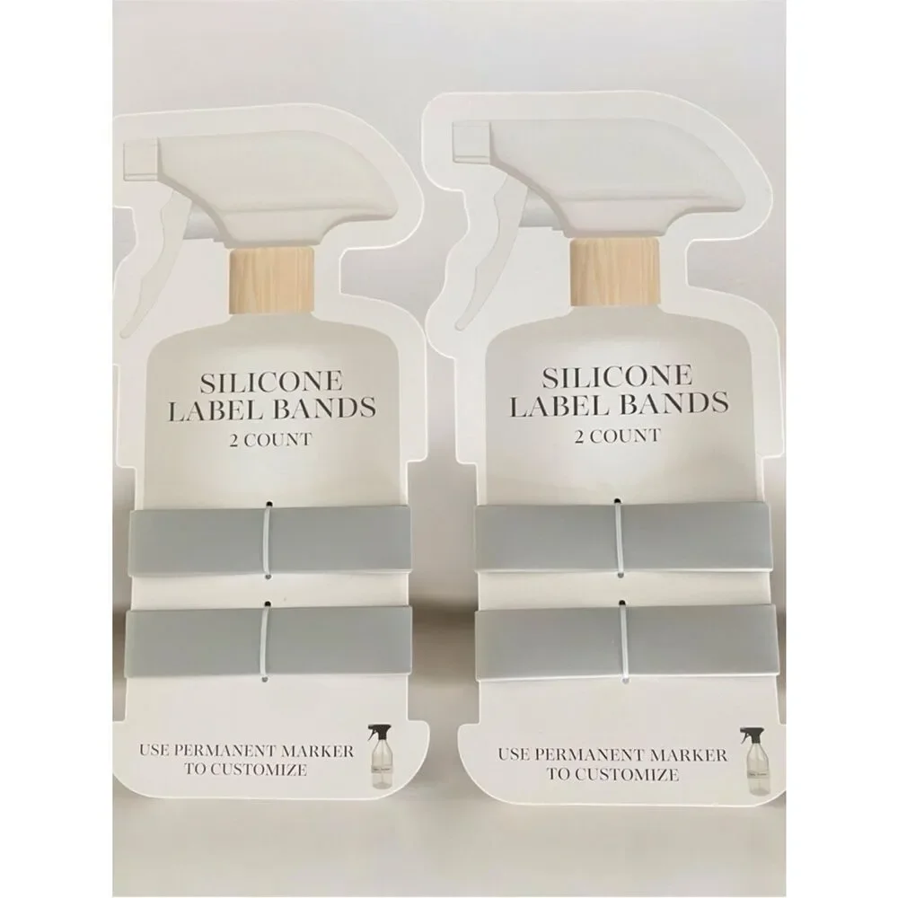 Silicone Label Bands – Light Gray (2 Pack) – Writable Reusable Bottle Bands